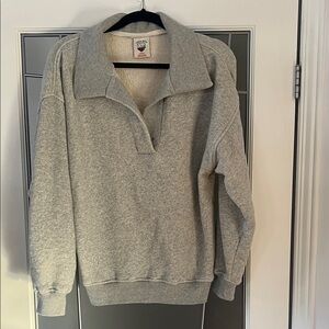 TeaYou Apres Sport Grey Collared Sweatshirt Small Made in Canada